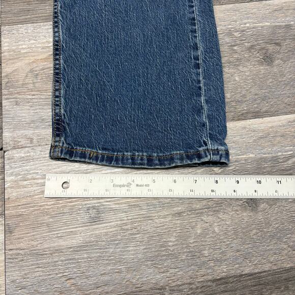 Levis 505 Red Tab Blue Mens 38x30 Regular Straight Stretch‎ Mid Wash Denim Jeans - Picture 11 of 12
